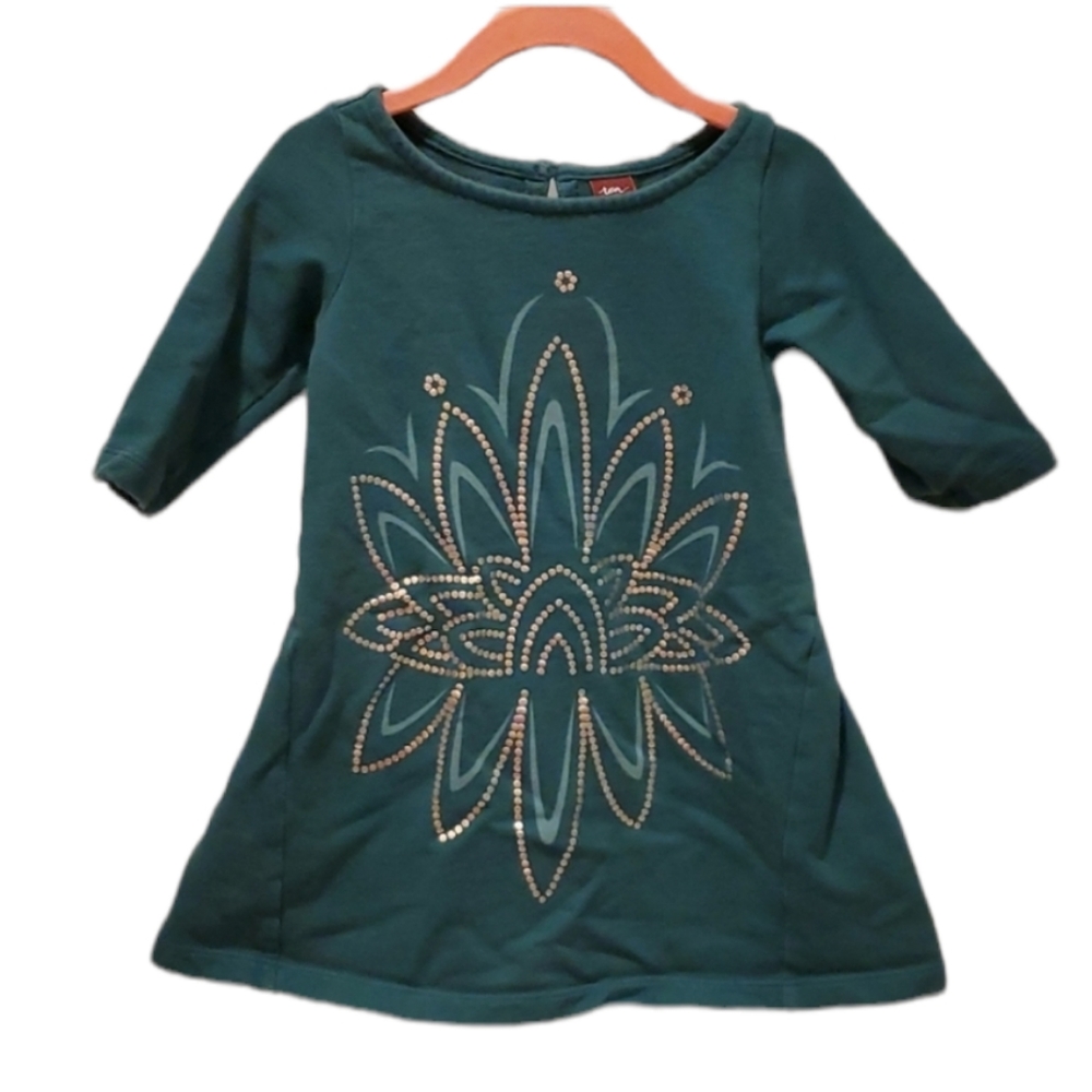 Tea Collection Green Jade and Silver Lotusblute Dress